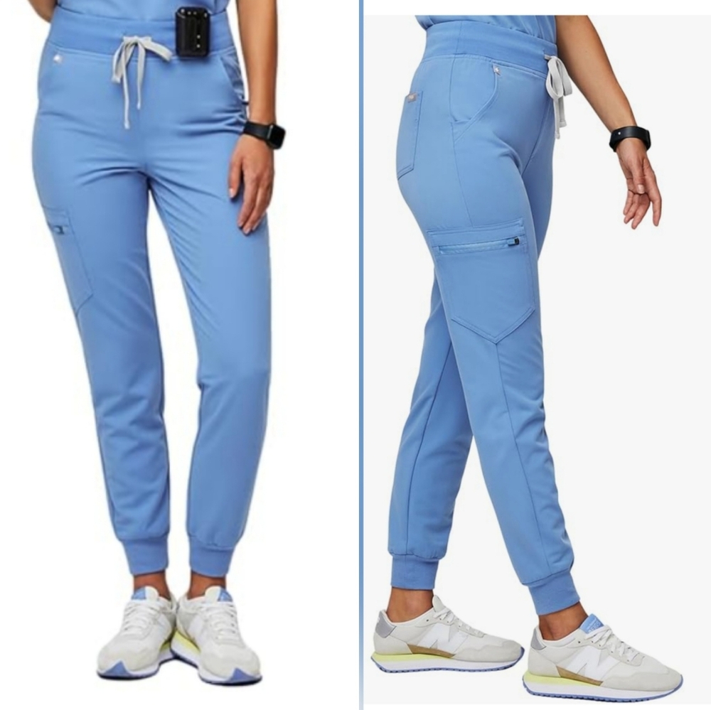 NEW Figs Zamora High Waisted Scrub Pants  Ceil Blue XXS
